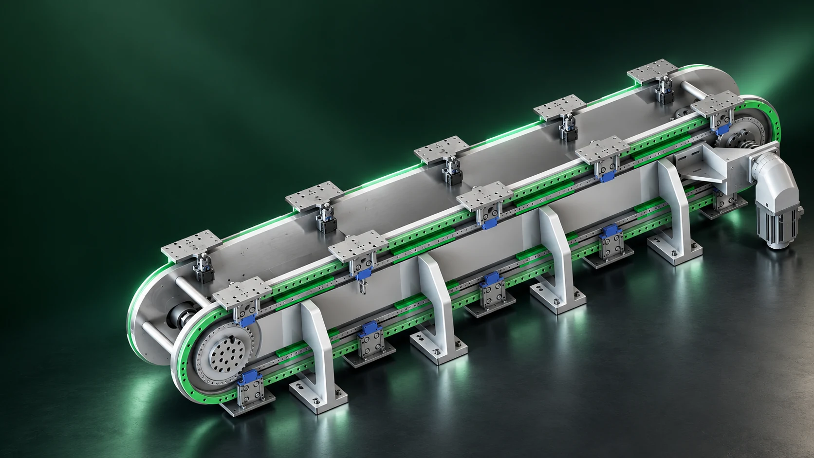 Catalogue-based concept of a vertical track conveyor with parallel guide paths and fixture carriages.